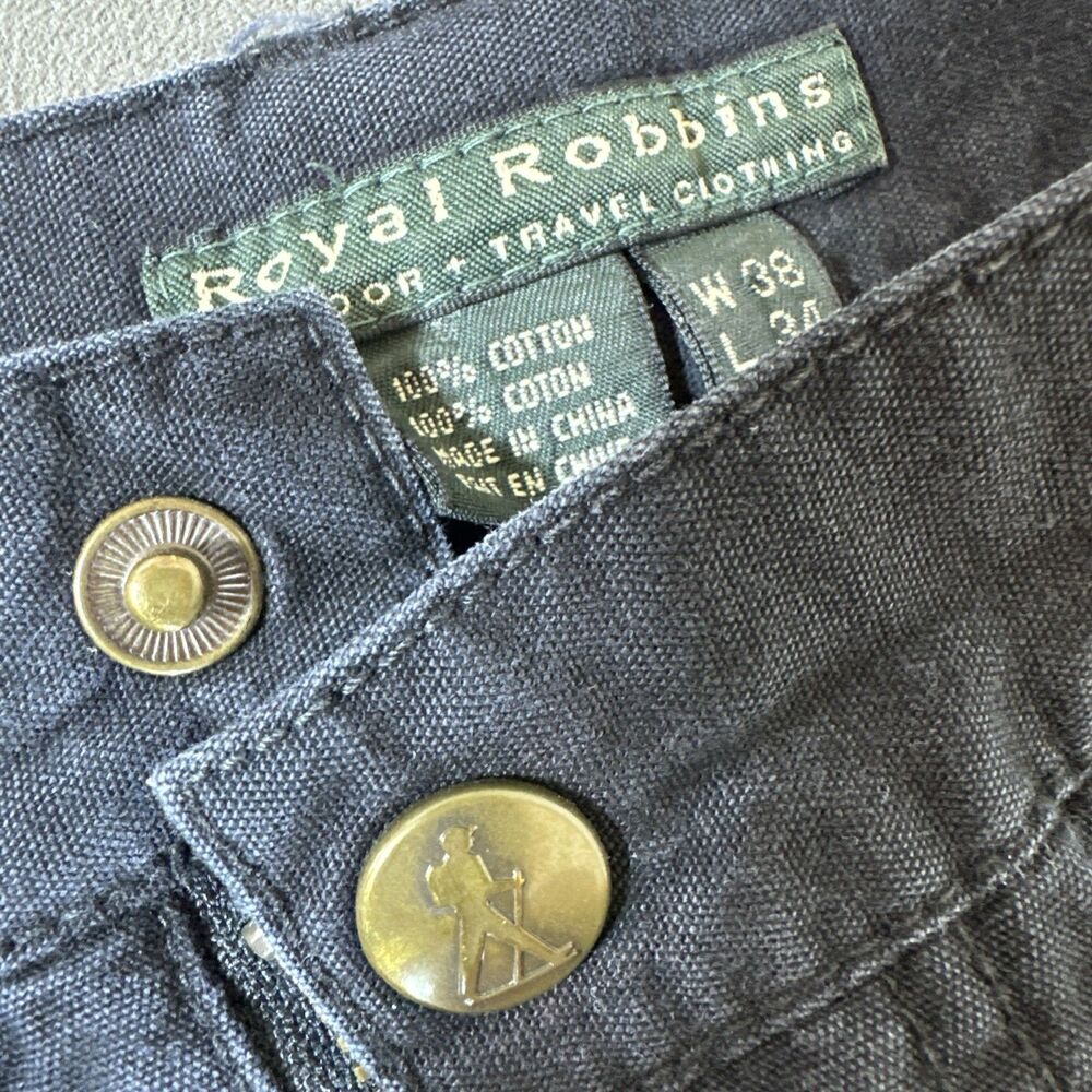 Royal Robbin’s 36x34 Outdoor Travel Clothing Men’s Black Cargo Heavy Pockets